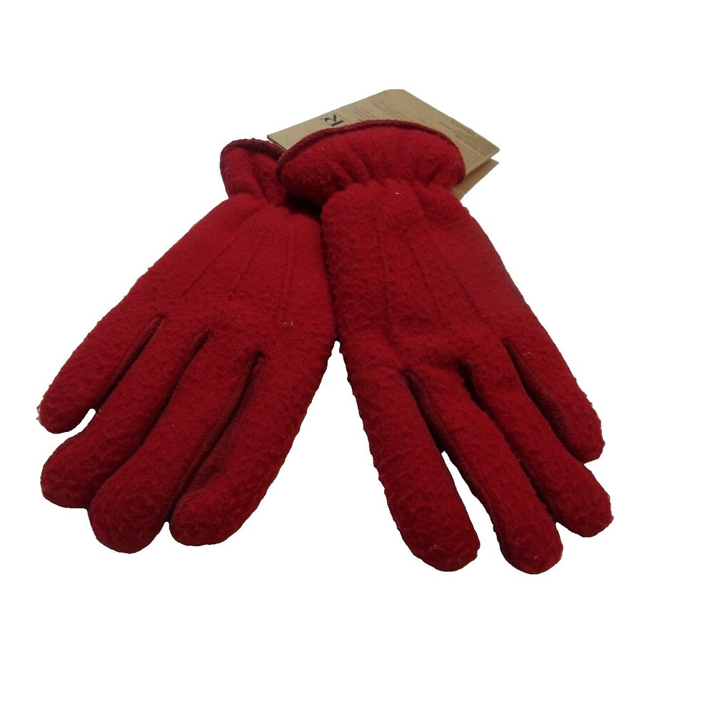 Country Isotoner Gloves Red Leather Polyester Lined New Woman